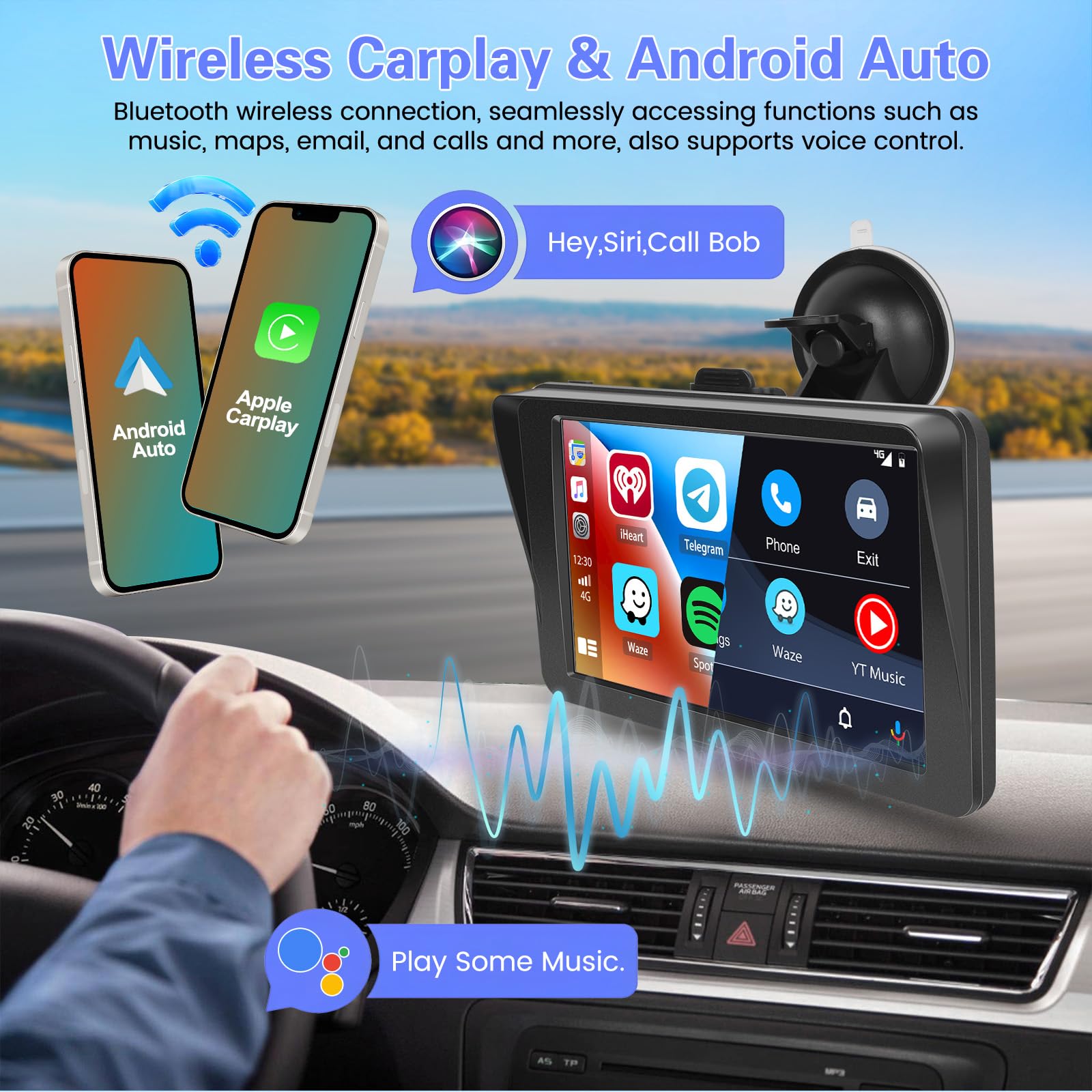 Radioretrovisore Bluetooth 7 Pollici Carplay - Dettaglio