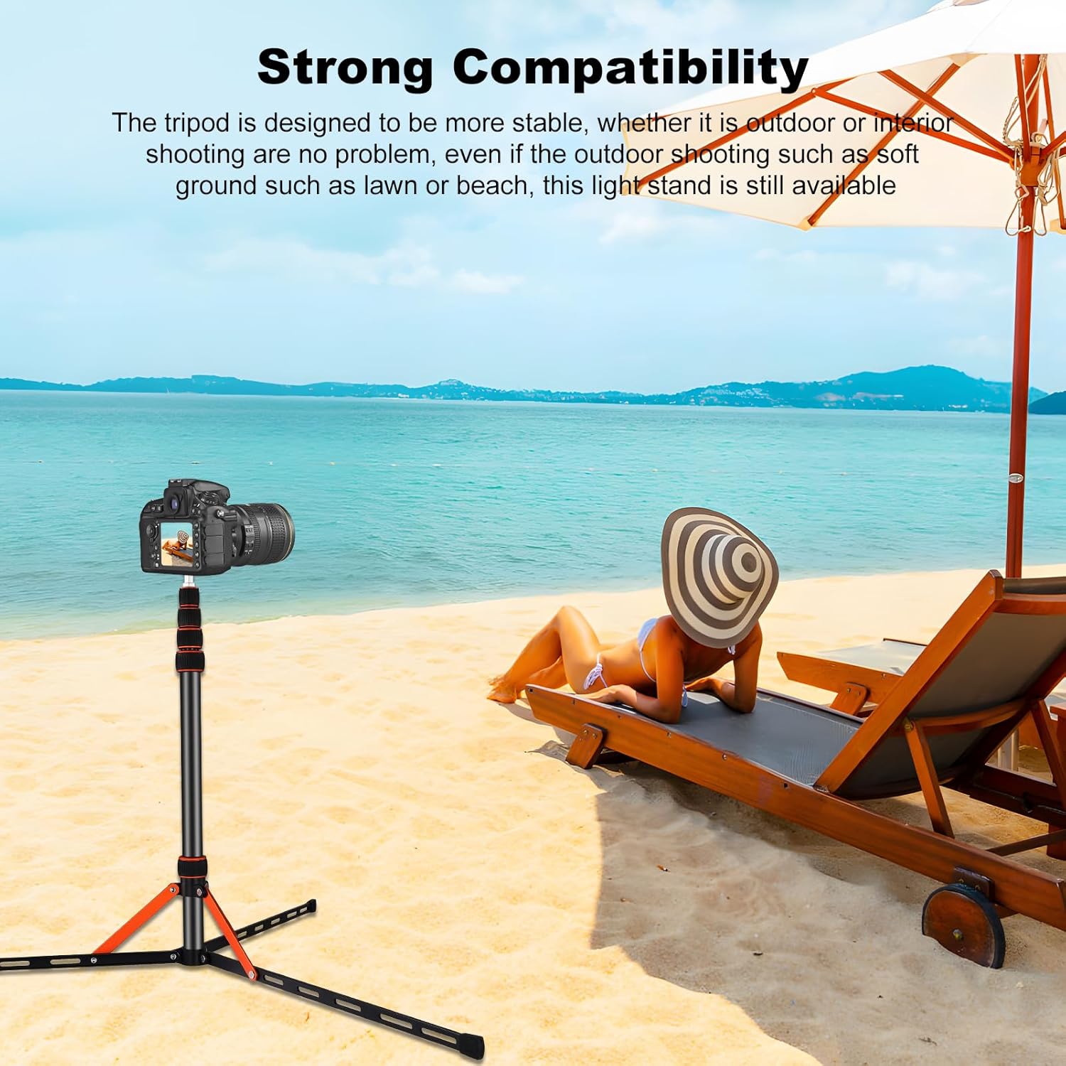 Extendable Travel Light Stand 7.2ft / 2.2m Sturdy Aluminum Alloy Light Weight Adjustable Portable Tripod with Carry Bag for Photography Studio Outdoor Shooting Speedlight Flash Reflector Ring Light