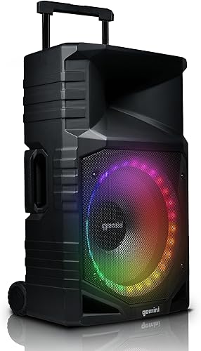 Gemini Sound GXP-T1500 Sistema de altavoces PA Bluetooth portátil para todo tipo de clima con iluminación LED RGB para fiestas, woofer de 15
