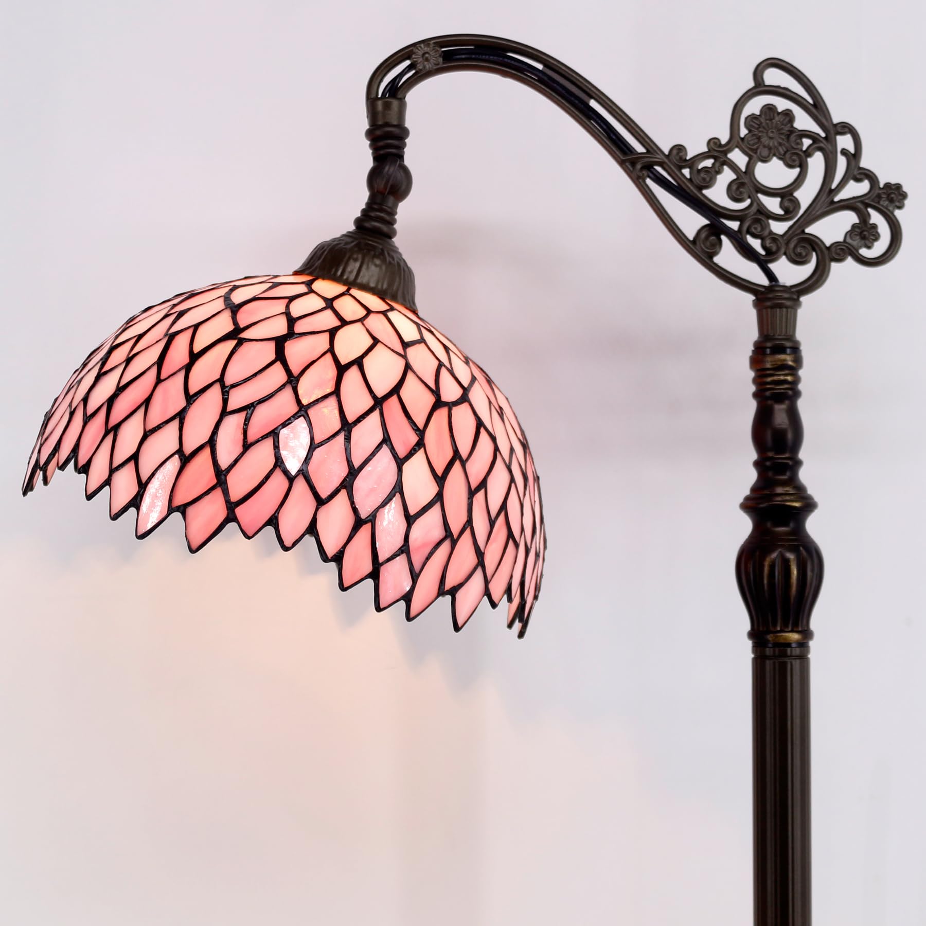 WERFACTORY Tiffany Floor Lamp Stained Glass Wisteria Arch Reading