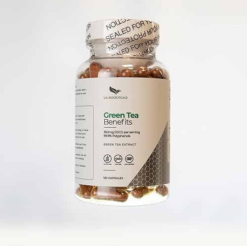 Beneficios del té verde - Más de 350 mg de EGCG por botella - 99.9% de polifenoles - Apoya la salud - 120 cápsulas por botella