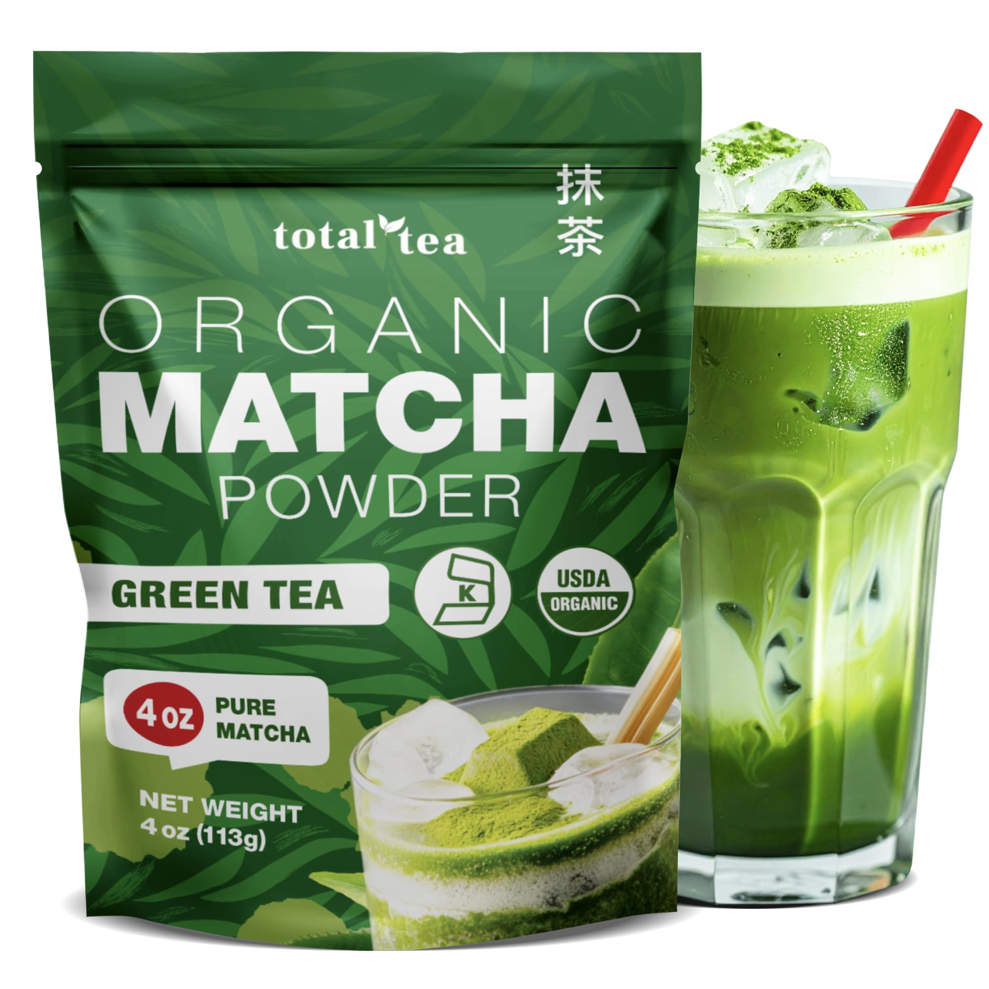 Organic Matcha Green Tea Powder 4-Oz Certified USDA Organic Powder for Matcha Latte Tea and Smoothies Kosher Non-Gmo