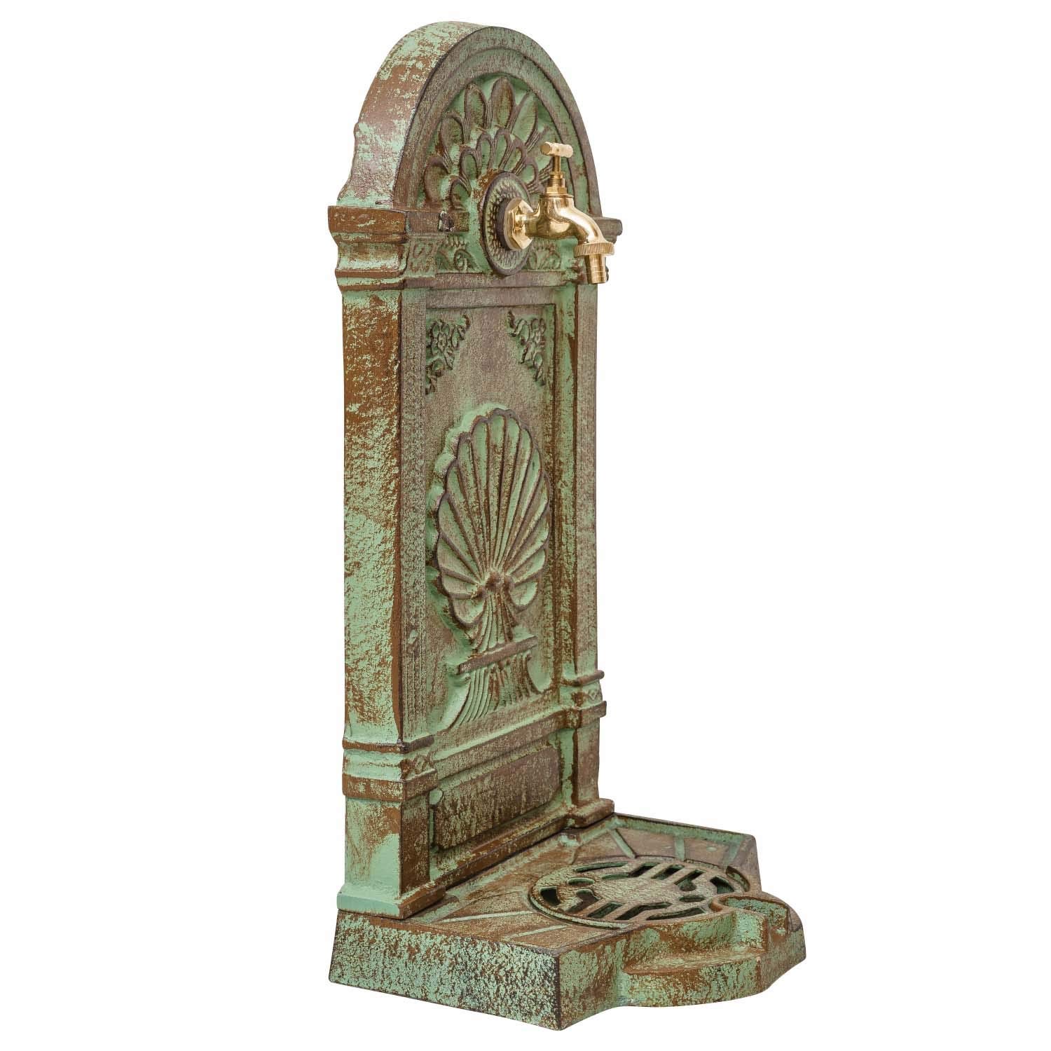 Standbrunnen Brunnen Waschbecken Eisen Wandbrunnen Antik-Stil 69cm grün
