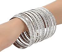 Vista 5 de Ensoul Juego de pulseras y pulseras de metal mixto azteca africano indio vintage para mujer, 192.68 pulgadas de diámetro