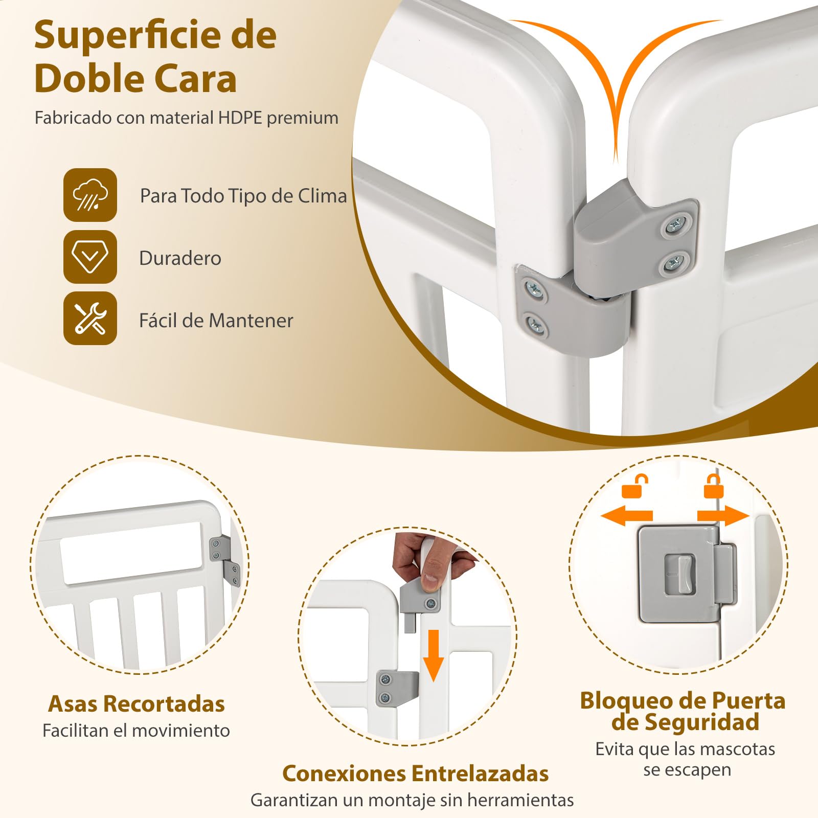 COSTWAY Corral de Mascotas de 6/12 Paneles, Valla Plegable de 81 cm con Puerta de Cierre Seguro, Estacas y Ventosas, Ideal para Perros Pequeños y Medianos, Interior y Exterior, Blanco