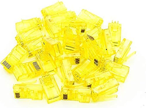 GBIS Conectores RJ45, enchufes modulares RJ45 amarillo claro, conectores CAT5CAT5ECAT6Ethernet, cabezales de cristal UTP8P8CLAN, juego de 100