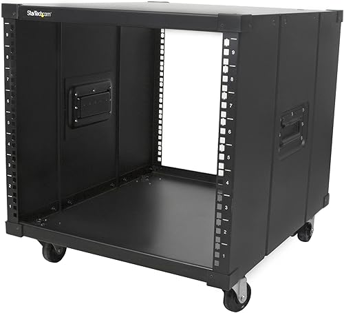 Miniatura 1 de StarTech.com TAA (RK960CP) RK960CP - Rack de 4 postes de marco abierto móvil de 9U para servidores de marco abierto, estante de red con ruedas,