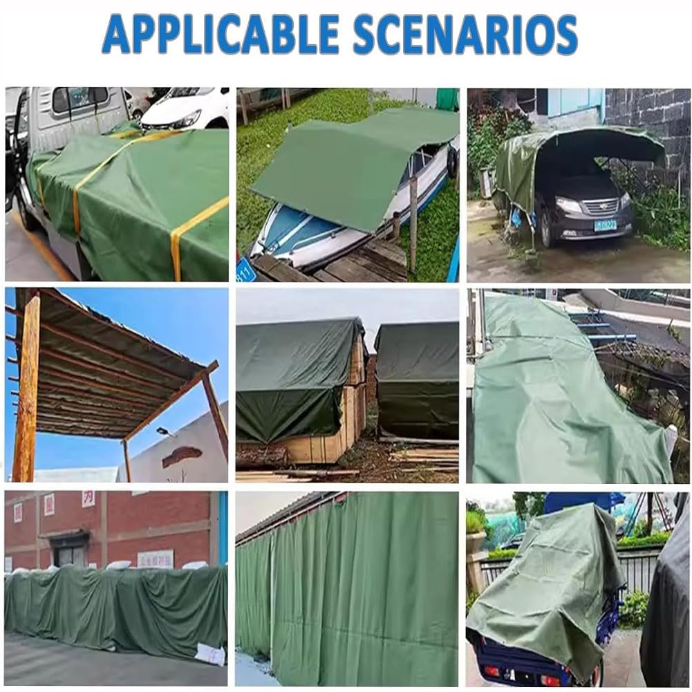 Teloni, Telone Verde Resistente – Copertura Impermeabile Ispessita per Campeggio, Tenda e Uso Multiuso – Telone Resistente Antipioggia con Occhielli in Metallo (9,84x19,6 Piedi, Diverse dime