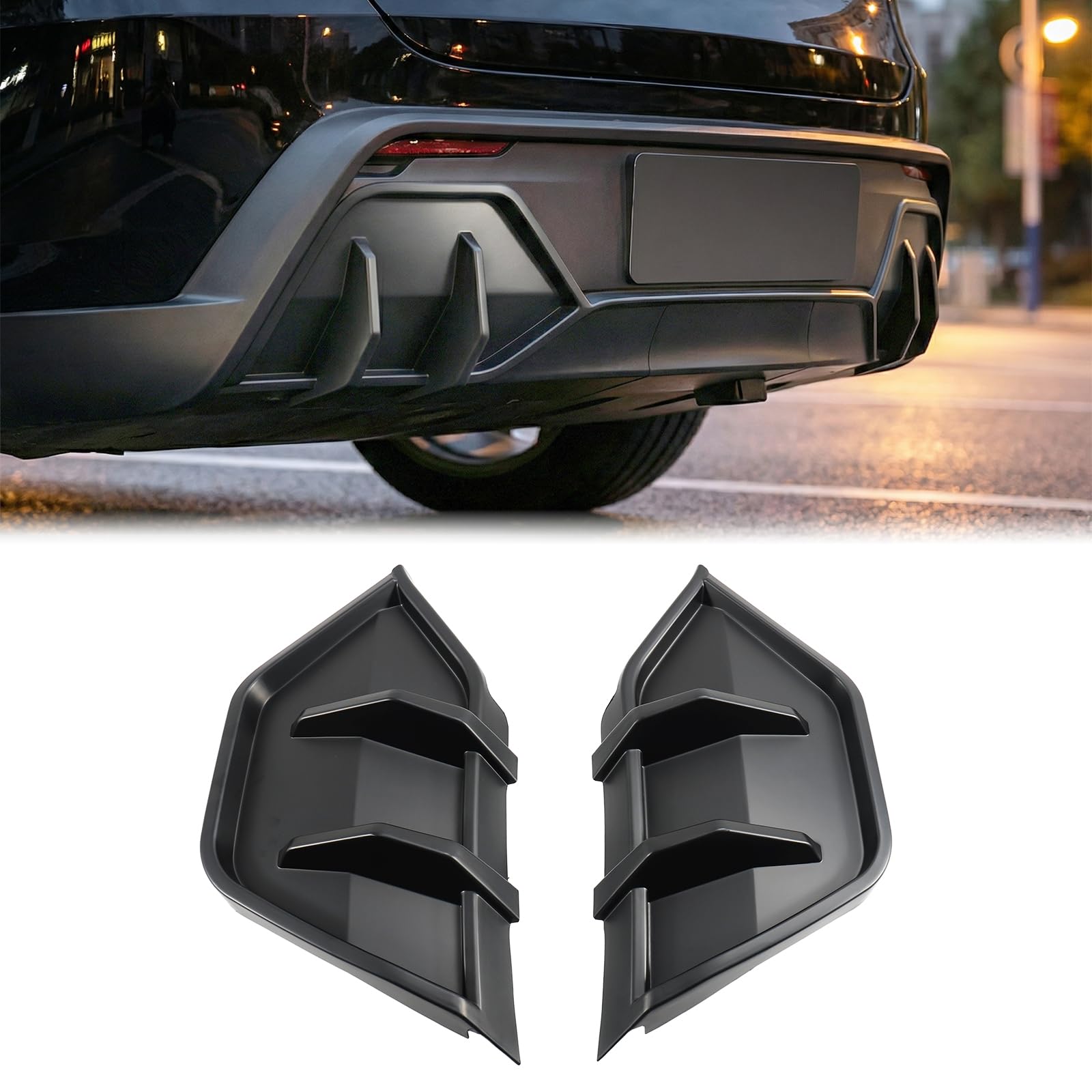2PCS Rear Diffuser Compatible with Tesla Model Y Juniper 2025 2026, ABS Rear Bumper Lip Splitter (Matte Black)