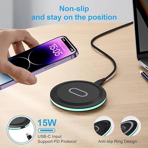 Miniatura 5 de Cargador inalámbrico Samsung con almohadilla de carga rápida para Samsung Galaxy S24 S23 FE Ultra S22 S21 S20 Z Fold5,15W estación de carga