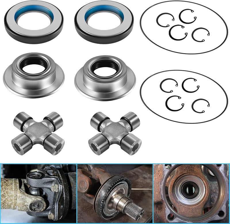 Kit de retentores do eixo dianteiro, anéis O-ring do cubo e juntas universais Hihitomorrow para Ford F-250 F-350 F-450 F-550 Super Duty Dana Super 60 4x4 2005–2019 – 16 peças