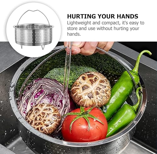 Miniatura 10 de UPKOCH Cesta de vapor de malla de acero inoxidable, cesta de vapor para verduras, inserto de cocción al vapor para albóndigas, cesta de vapor con