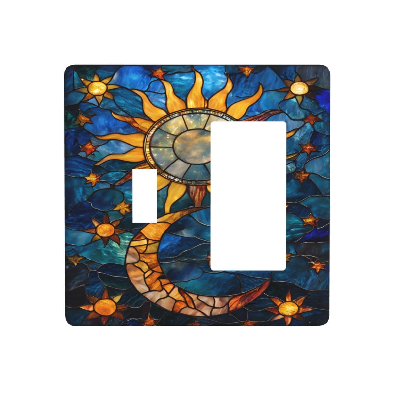 Boho Sun & Moon Wall Plates - Golden Blue Decor -28 Boho Sun & Moon Wall Plates - Golden Blue Decor -28
