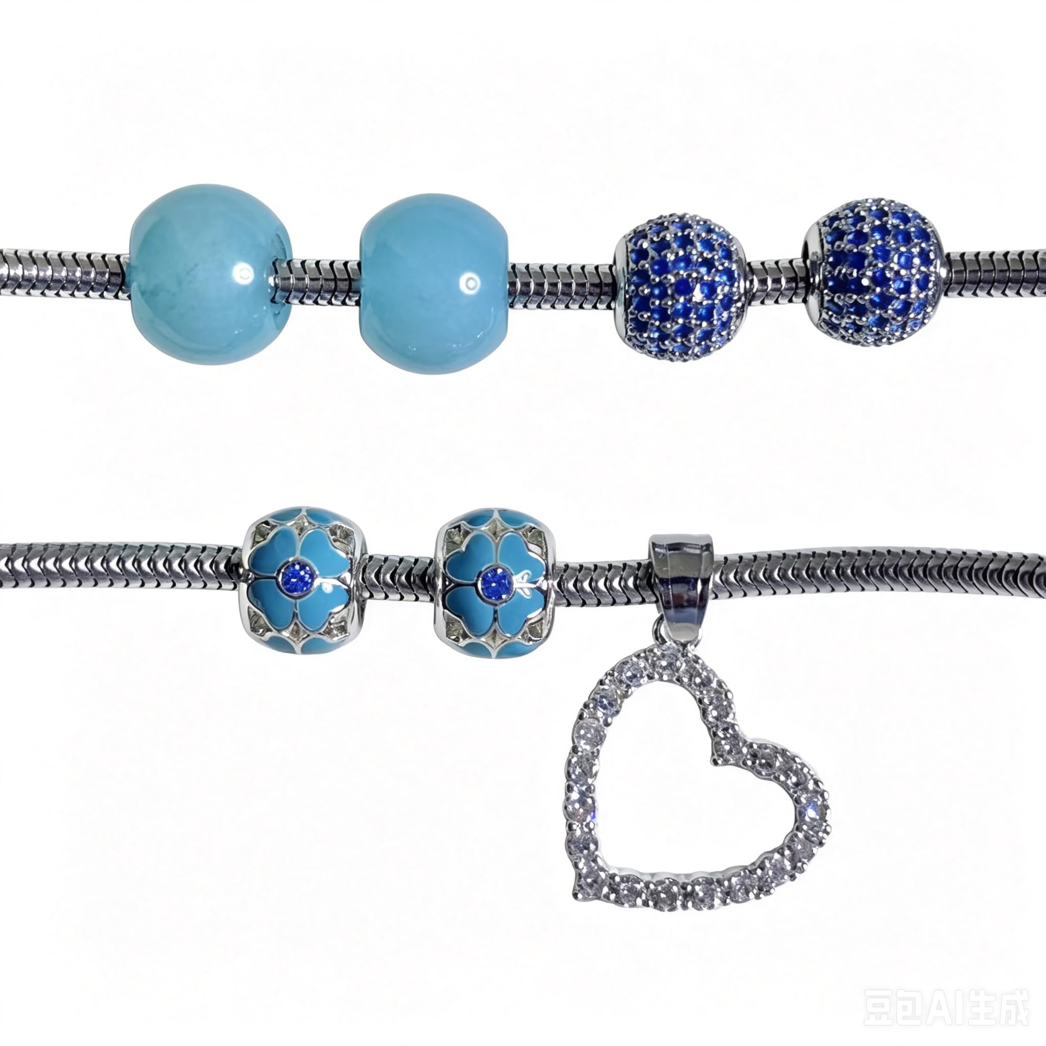 Fit Pandora Charm Bracelet with Charm Set for Daughter 6.7 inch DIY Jewelry Gifts