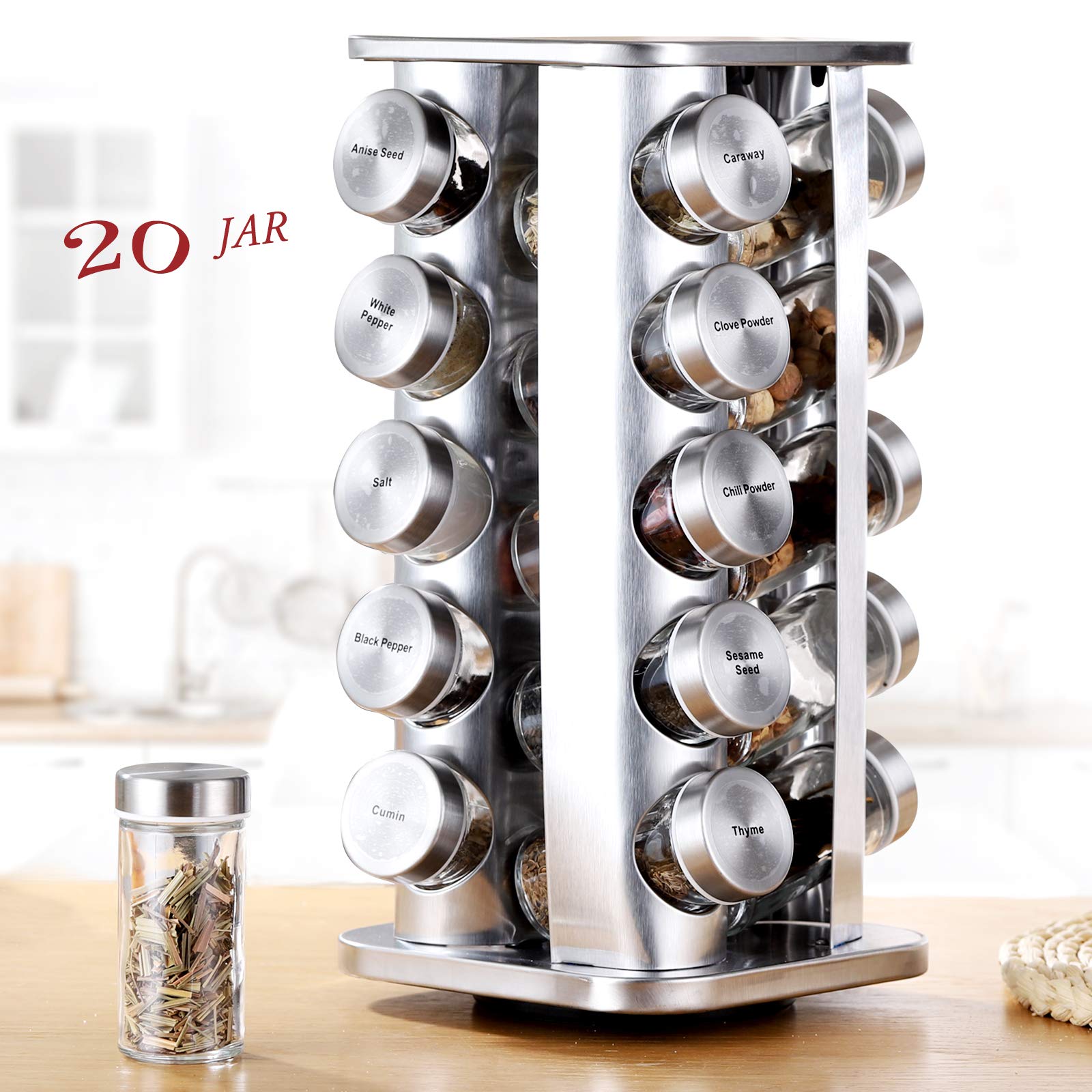 Buy Spice Rack,Seasoning Organizer,Revolving Spice Rack with Empty Jars