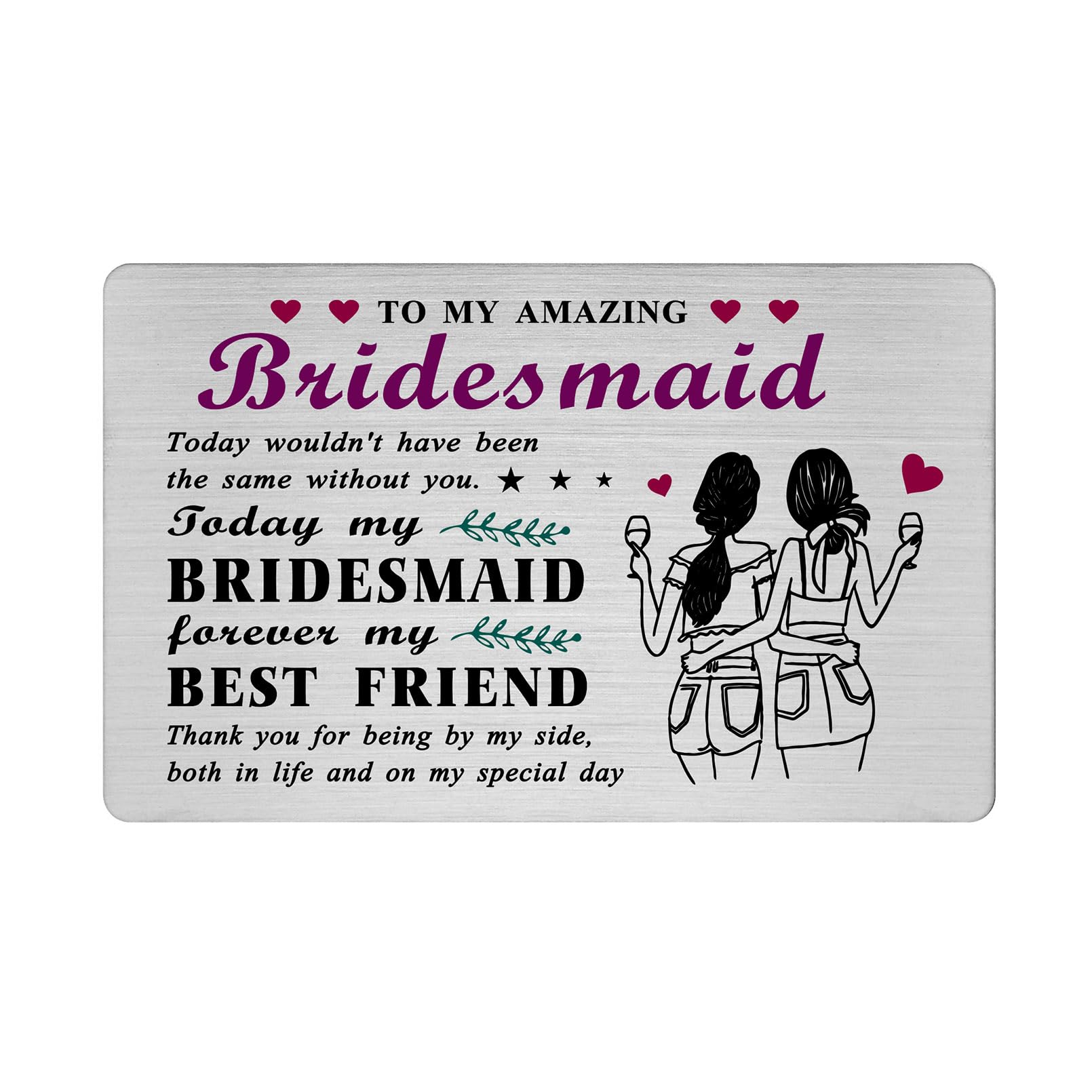 Richesele Bridesmaid Gift from Bride, Wedding Day Thank You Wallet Insert, Bridesmaid Proposal Card