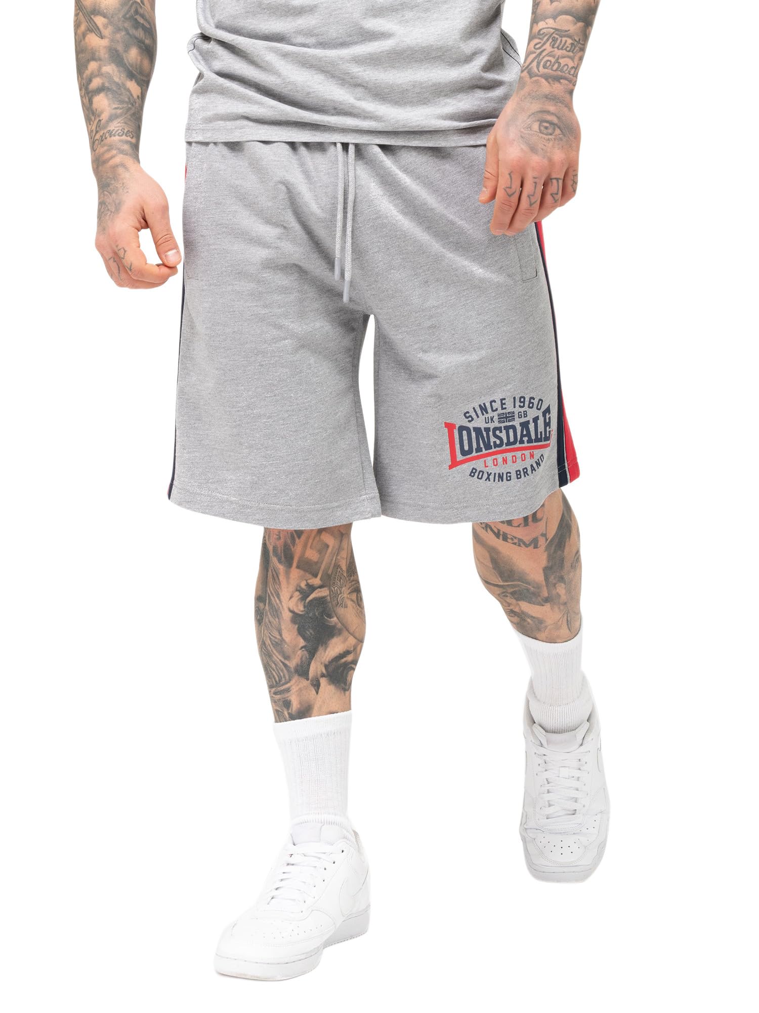 Lonsdale London Sandown Men's Shorts, Grey Mottled Basics, Casual Wear, Streetwear, Gray, M
