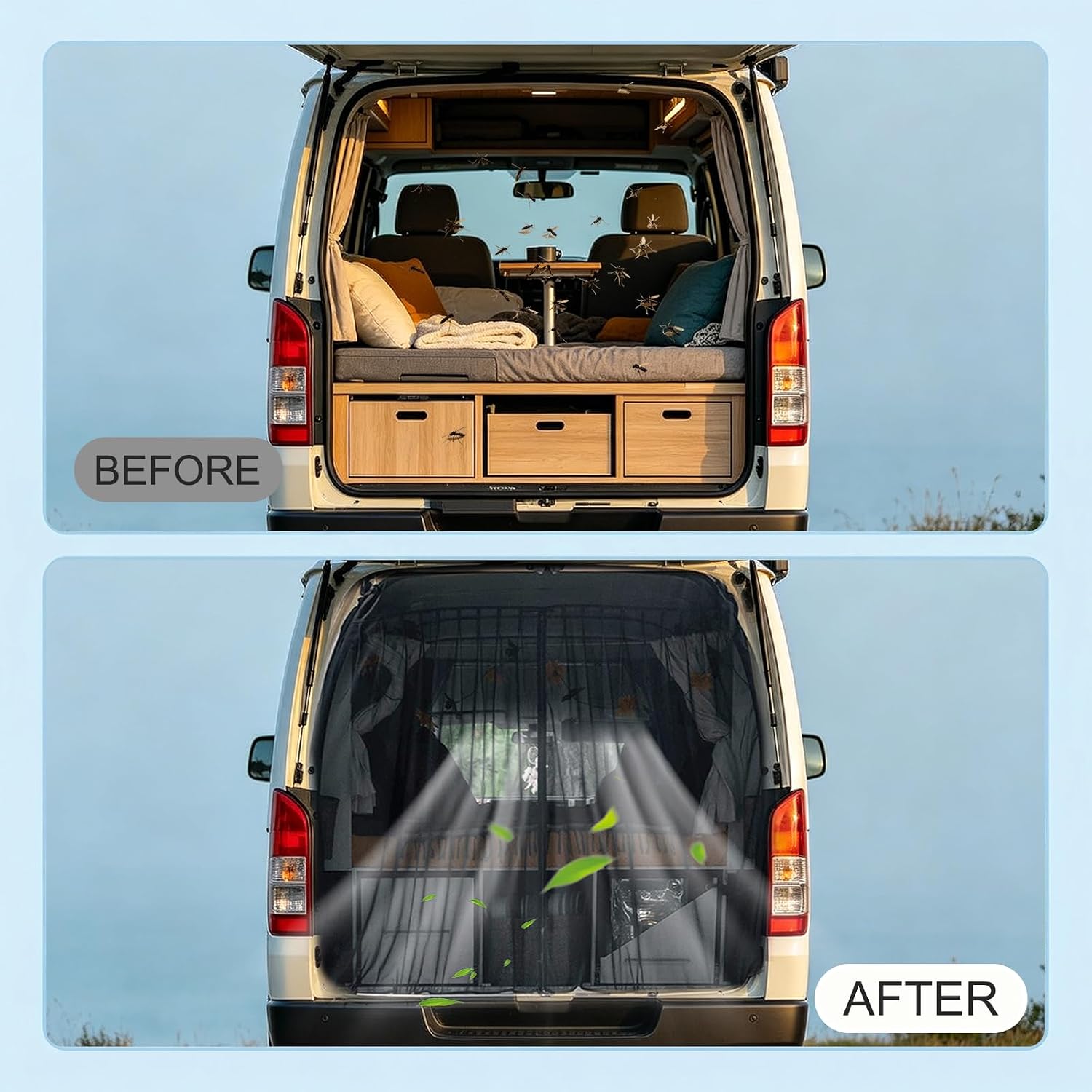 190 * 165cm Car Tailgate Mesh Screen for SUV Van, Breathable Magnetic Car Screen for Tail Gate Hatch Camping Gear Accessories