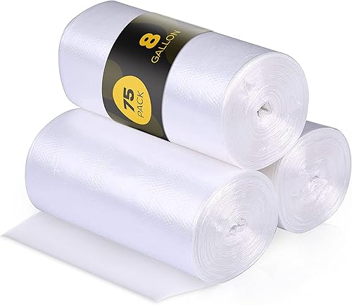 Bolsas de basura de 8 galones 75 bolsas de basura pequeñas a medianas Bolsas de basura transparentes de 24 x 24 pulgadas Bolsas de basura de