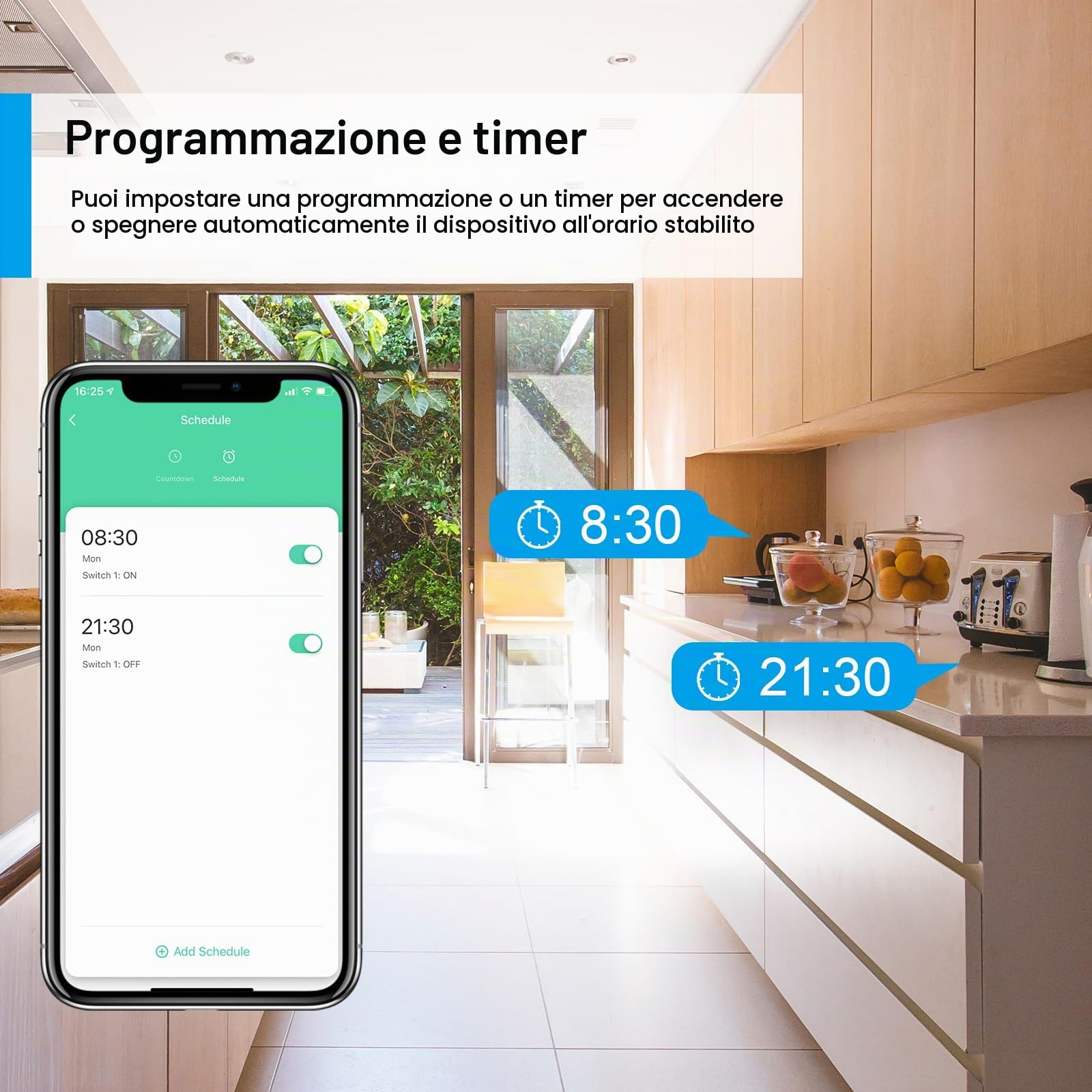 ANTELA Prese Intelligenti Wifi 16A Smart Plug con Monitoraggio Energetico | Type F, Protezione Sovraccarico, Timer, Regolazione del Programma e Compatibilità con Alexa & Google Home, 4Pz