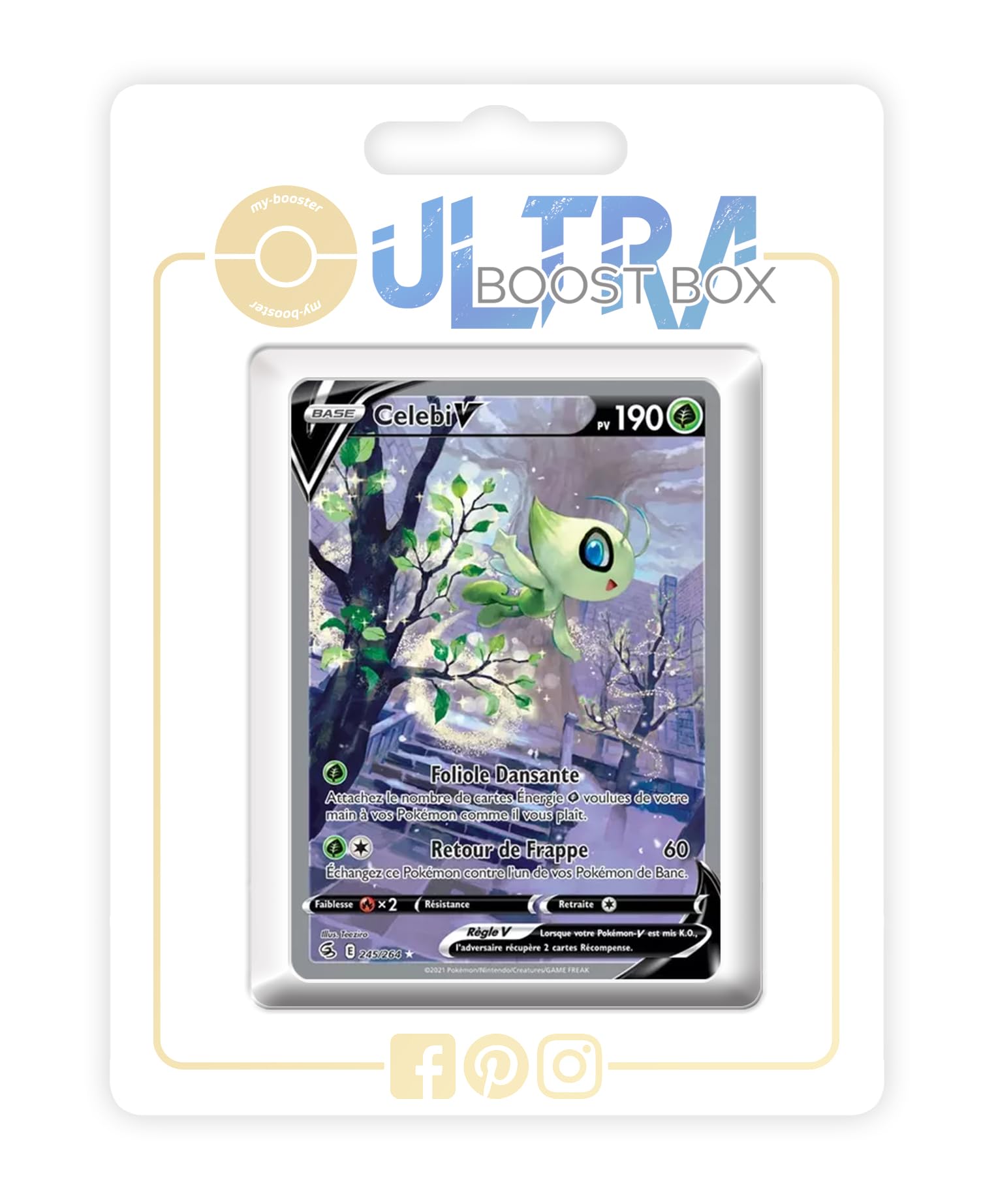 Celebi V 245/264 Alternative Shiny Pokémon Gallery - my-booster X Écarlate et Violet 8 - Poing de Fusion Box of 10 Pokemon French Cards