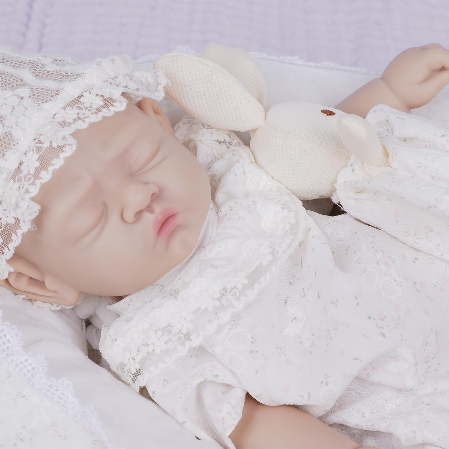 IVITA Ganzkörper Silikon Reborn Baby Puppe Weich Neugeborene Babypuppe Kann Schnuller Fressen Mädchen 35CM