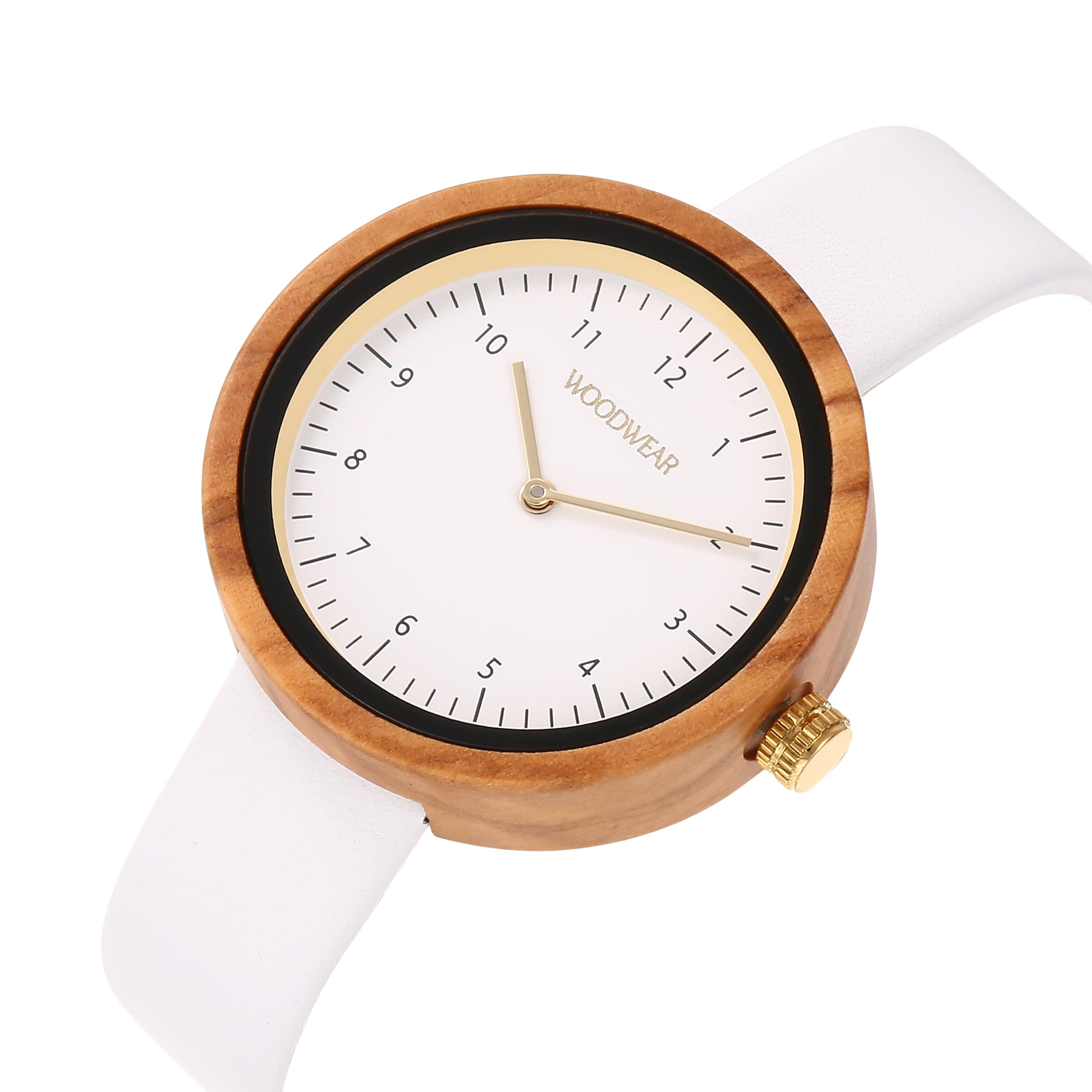 woodwear Orologio da donna in legno, ultraleggero ed elegante, cassa in legno sostenibile con cinturino in vera pelle, modello White Dawn, Blue Haze, Desert Bloom (beige, bianco)
