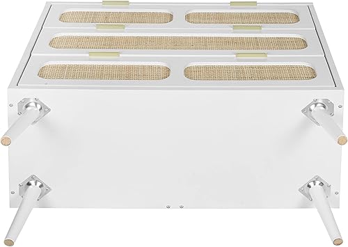 Miniatura 7 de QEIUZON Cómoda de 3 cajones, cómoda moderna de ratán con cajones anchos y asas de metal, cómoda de almacenamiento de madera de granja para