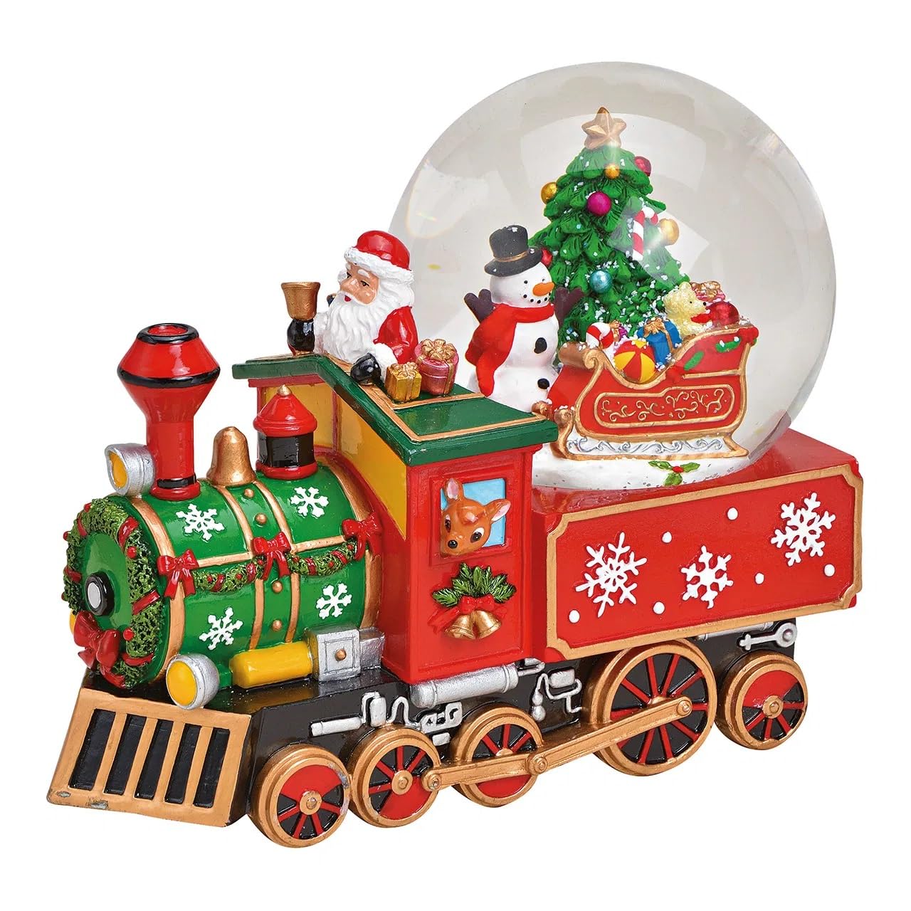 Weihnachten Schneekugel Musik Spieluhr (Weihnachtslokomotive Ø21 cm)