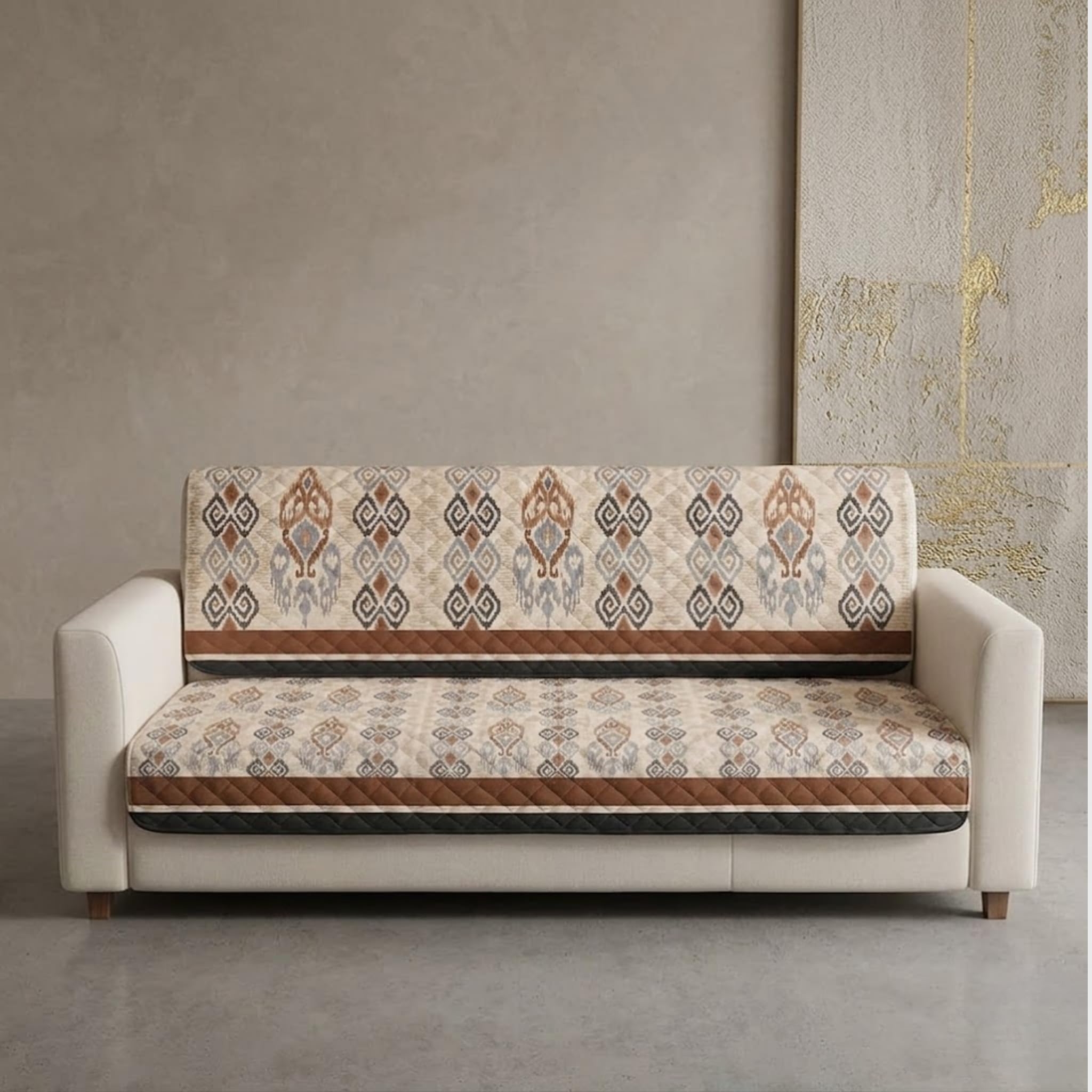 Velvet Quilted Sofa Cover Set - 5 Seater Protection -4 Velvet Quilted Sofa Cover Set - 5 Seater Protection -4