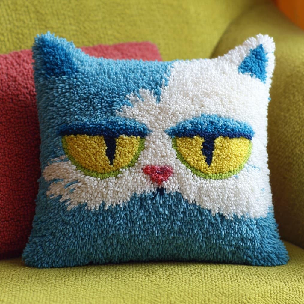 AxiangziK DIY Latch Hook Pillow Set 43x43cm,Cute cat