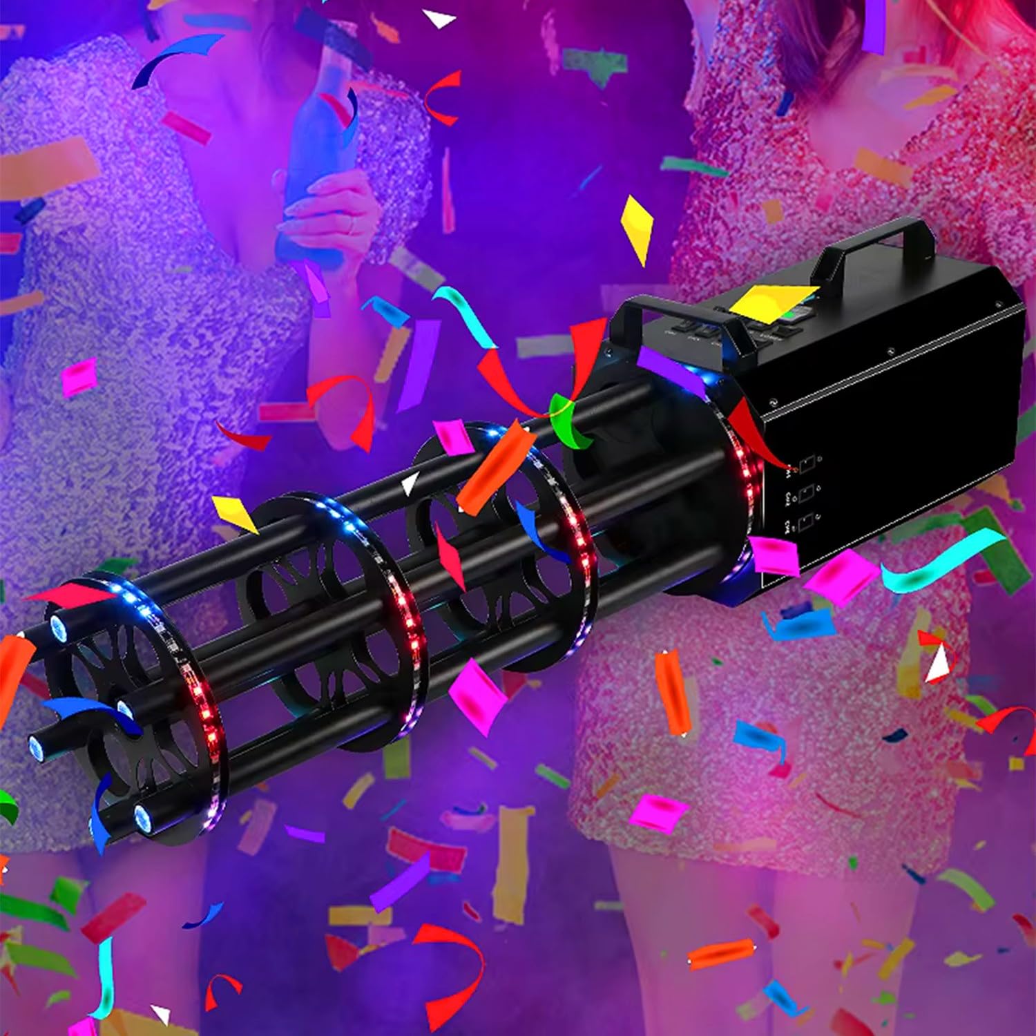 Professional Confetti Machines w/LED Light Strip, Electric Confetti Launcher Machine, Confetti Cannon Fireworks Gun for Gender Reveal, Parties, Weddings and Special Events