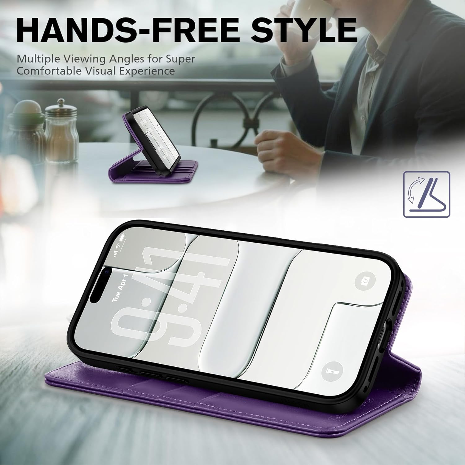 TUCCH Wallet Case for iPhone Air (6.5") 2025, 3 Credit Card Slot | RFID Blocking | Stand | PU Leather | Protective Flip Folio Cover | Shockproof TPU Interior Shell | Dark Purple
