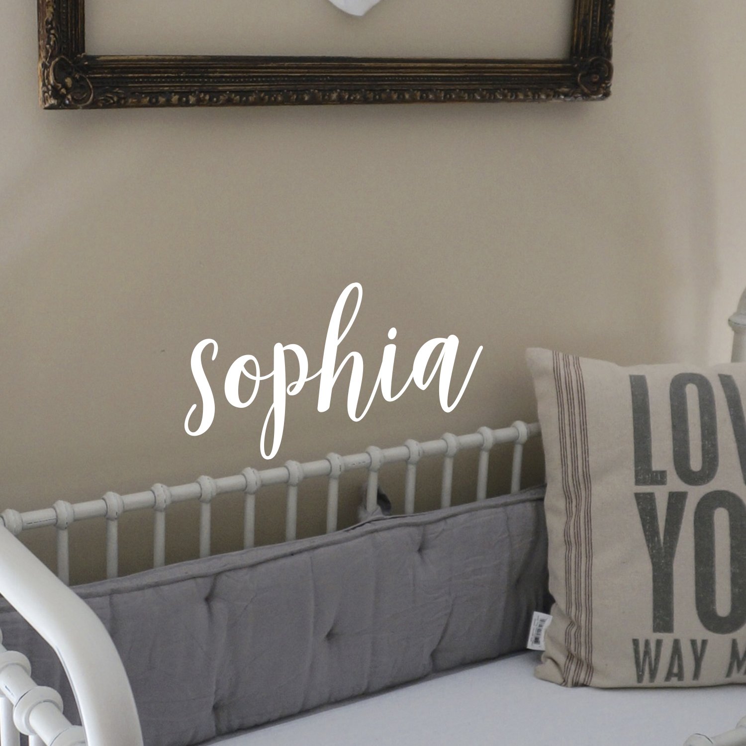 Vinyl Wall Art Decal Girls Custom Name - 'Sophia' Custom Text Name - 12" x 30" - Girls Bedroom Vinyl Wall Decals - Cute Wall Art Decals for Baby Girl Nursery Room Decor 12" x 26" White SOPHIA-TEXT