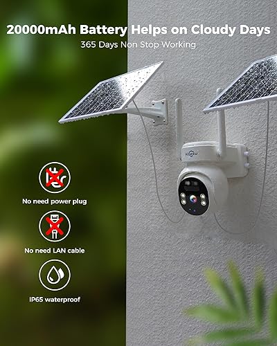 Miniatura 6 de Hiseeu Cámara de seguridad sin WiFi, grabación 247 Cámaras de seguridad celular 4G inalámbricas para exteriores, cámaras solares de 20 W 360  PTZ,