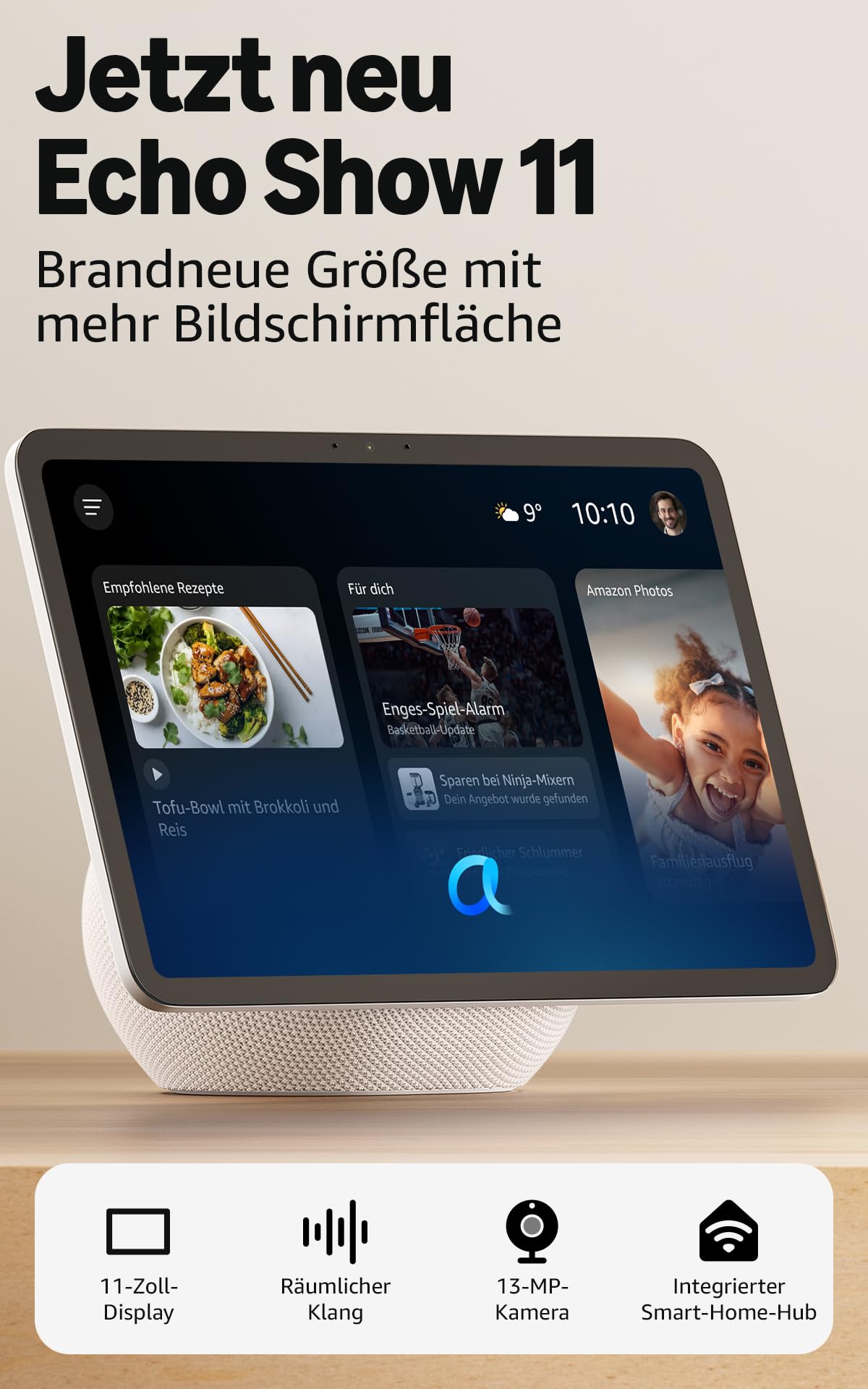 Amazon Echo Show 11 (neueste Generation) – Brillantes 11-Zoll-Display in Full-HD-Auflösung mit größerer Bildschirmfläche und 3D-Audio… – Ansicht 2