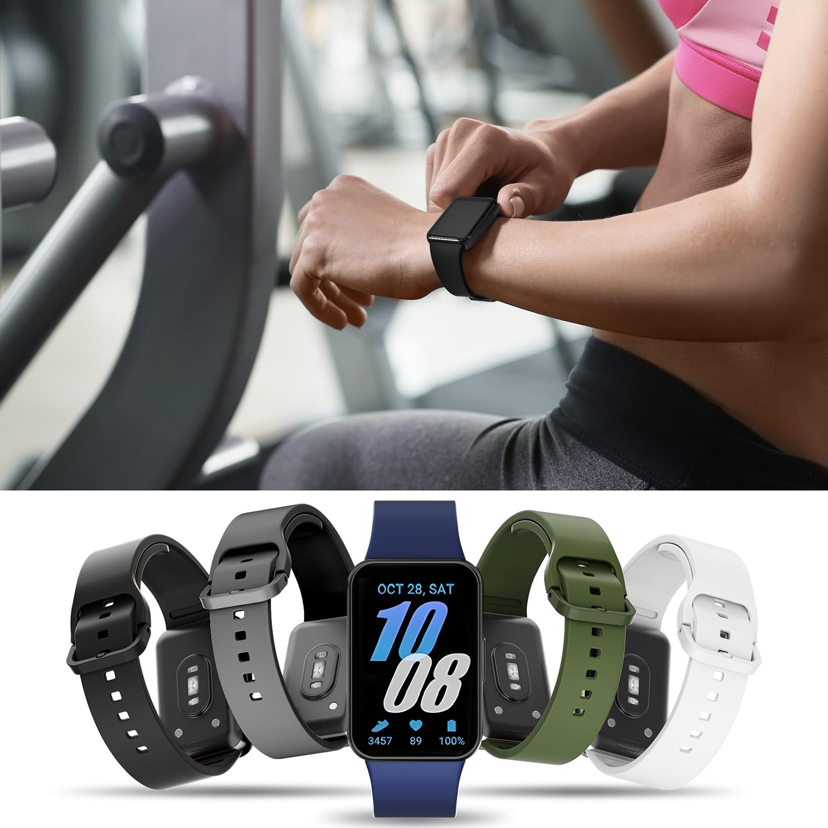 5 sztuk silikonowych bransoletek kompatybilnych z Samsung Galaxy Fit 3, miękki, wodoodporny, sportowy pasek do zegarka Samsung Galaxy Fit 3 SM-R390 dla kobiet i mężczyzn