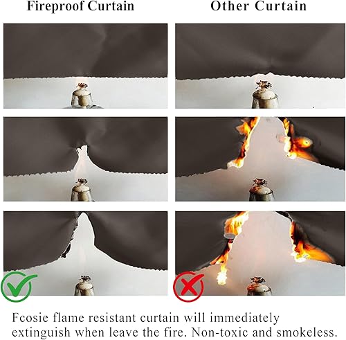 Miniatura 4 de Fcosie Cortinas opacas ignífugas para oscurecer la habitación, 72 pulgadas de ancho por 102 pulgadas de largo, cortina opaca resistente al fuego de
