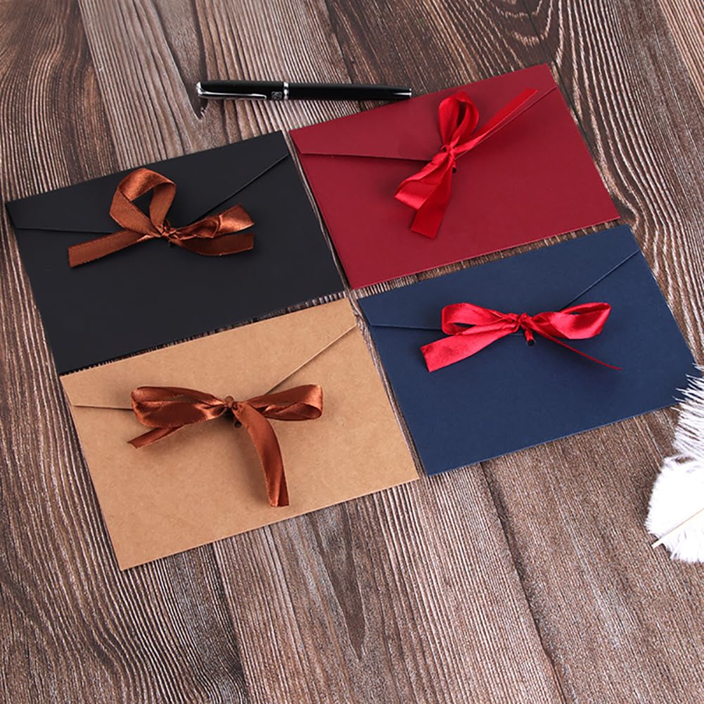 Lot de 10 enveloppes en papier kraft 20 x 11cm pour cartes cadeaux, invitations, lettres vintage avec rubans
