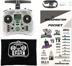 RadioMaster Transmissor RC para drone FPV – (M2) com gimbals Hall, EdgeTX, ELRS de 2,4 GHz, compartimento de módulo nano, carregamento USB-C, antena dobrável, design leve (transparente)