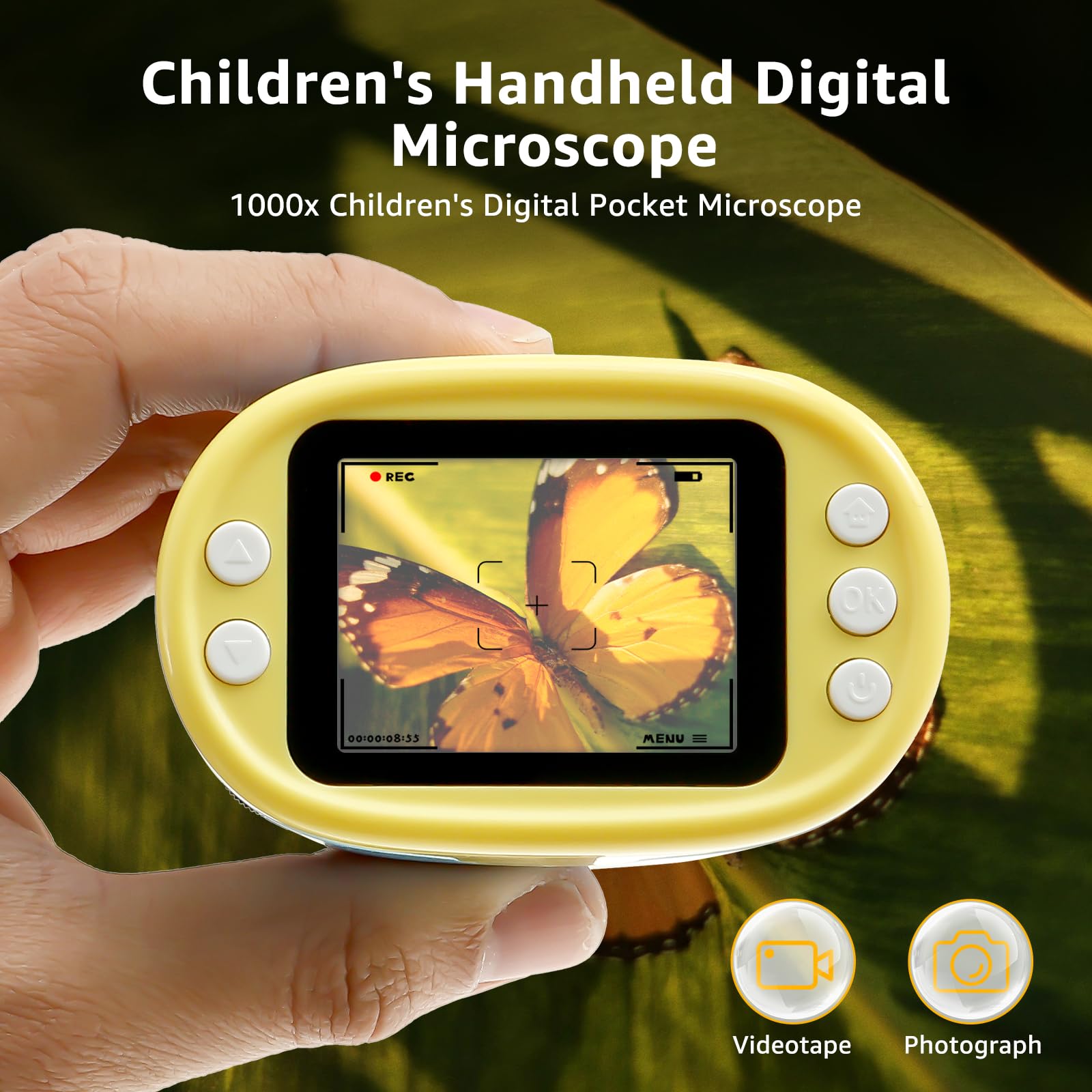 LZVXTYM 1000X Microscope for Kids, Mini Pocket Handheld Kid Microscope with 2.0