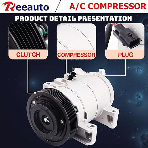 Miniatura 9 de Compresor de AC con embrague compatible con Je-ep Compass Patriot 2009-2017, Calibre 2009-2012 AC Compresor L4 1.8L 2.0L 2.4L, Reemplazar