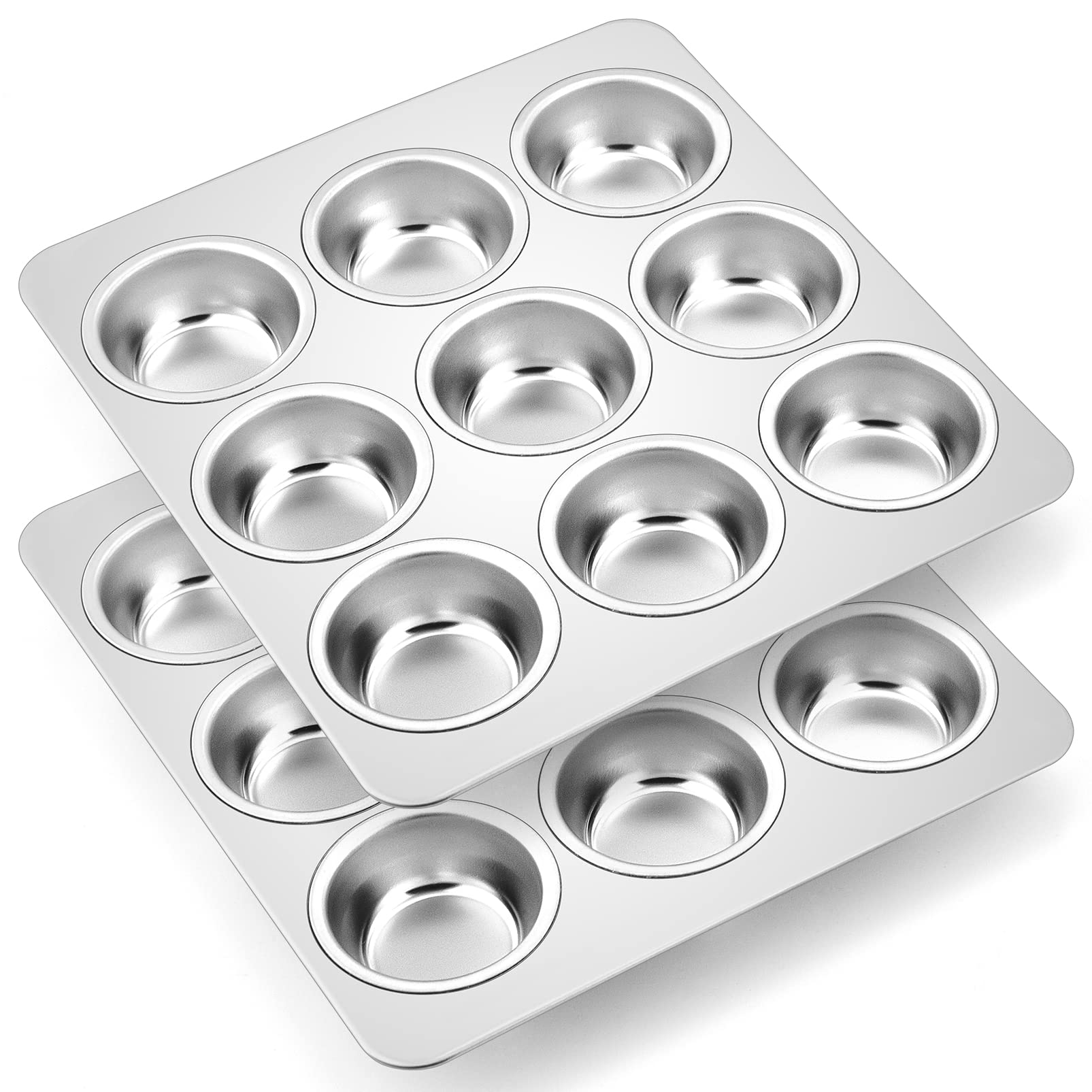 TEAMFARMuffin Pan, Cup Stainless Steel Muffin Tins Tray, Baking Cupcake  Pan Set for Making Cornbread Mini Cake Brownie, Healthy Non Toxic, Oven