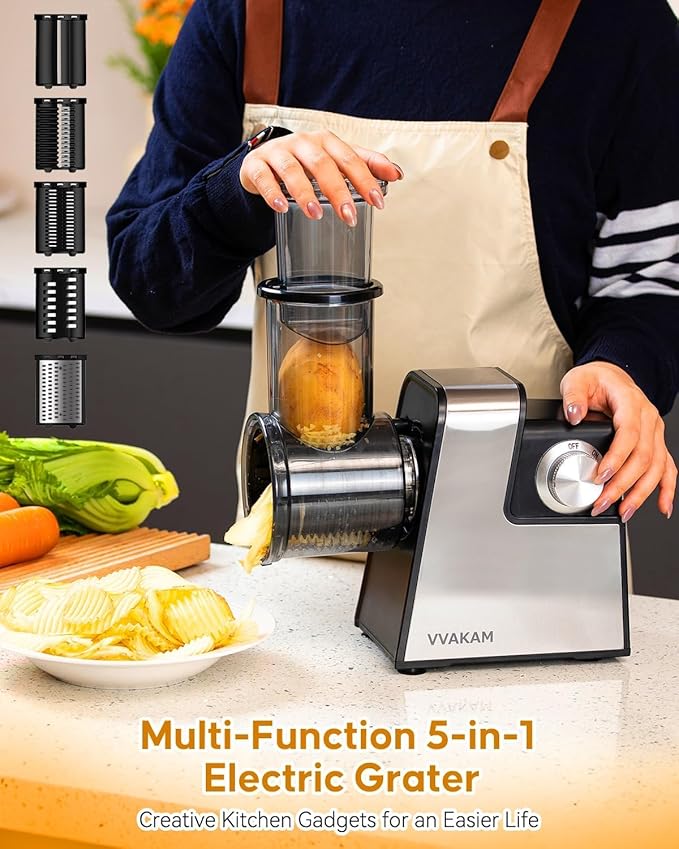 Rallador Eléctrico 5 en 1 300W Cortador Verduras Acero Inoxidable miniatura 2