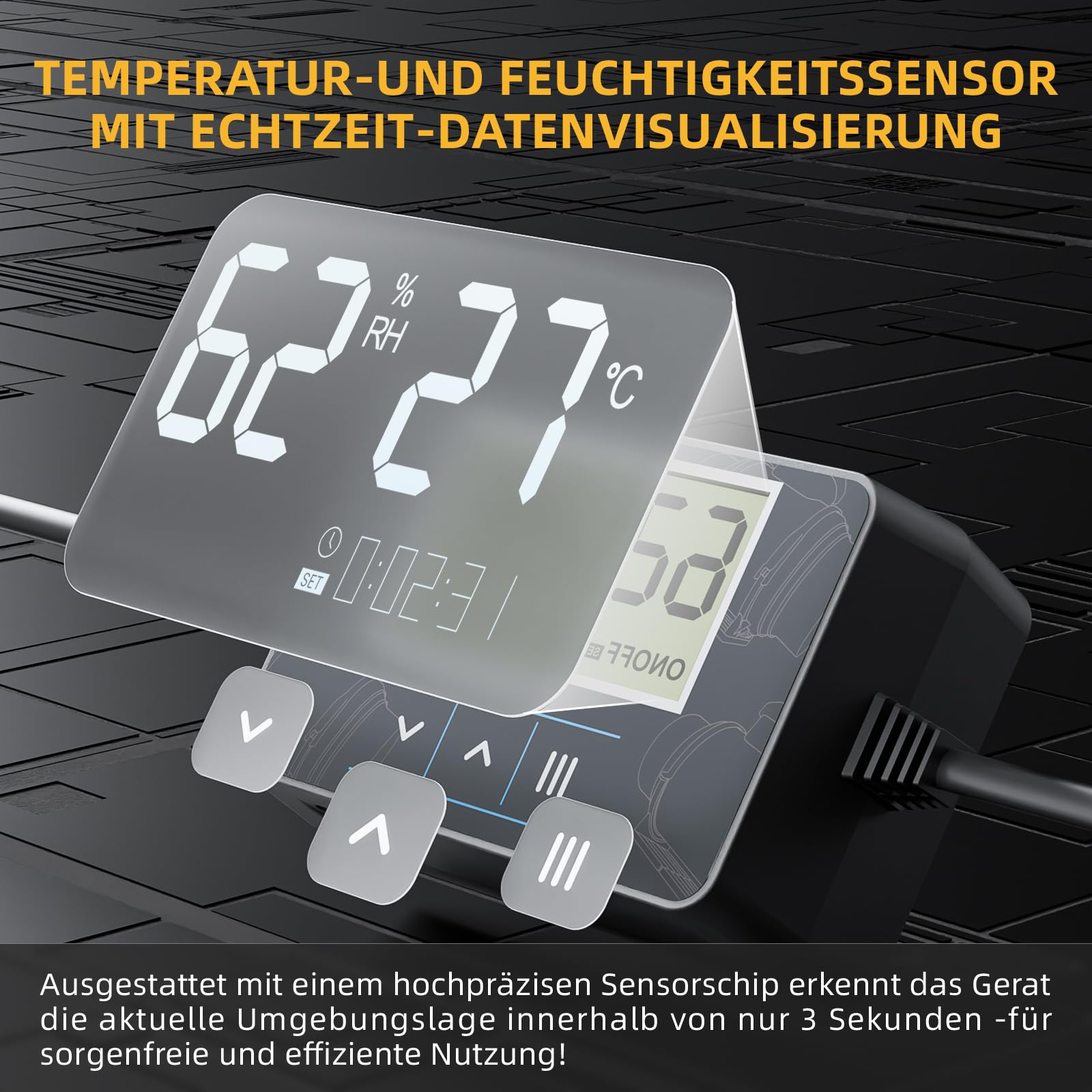 Rohrventilator 100 mm Neue Generation, Leiser Inline-Lüfter mit Timer, Temperatur- und Feuchtigkeitsregler, 367 m³/h, Kupfermotor, Überhitzungsschutz, EU-Stecker, 3 m VDE-Kabel