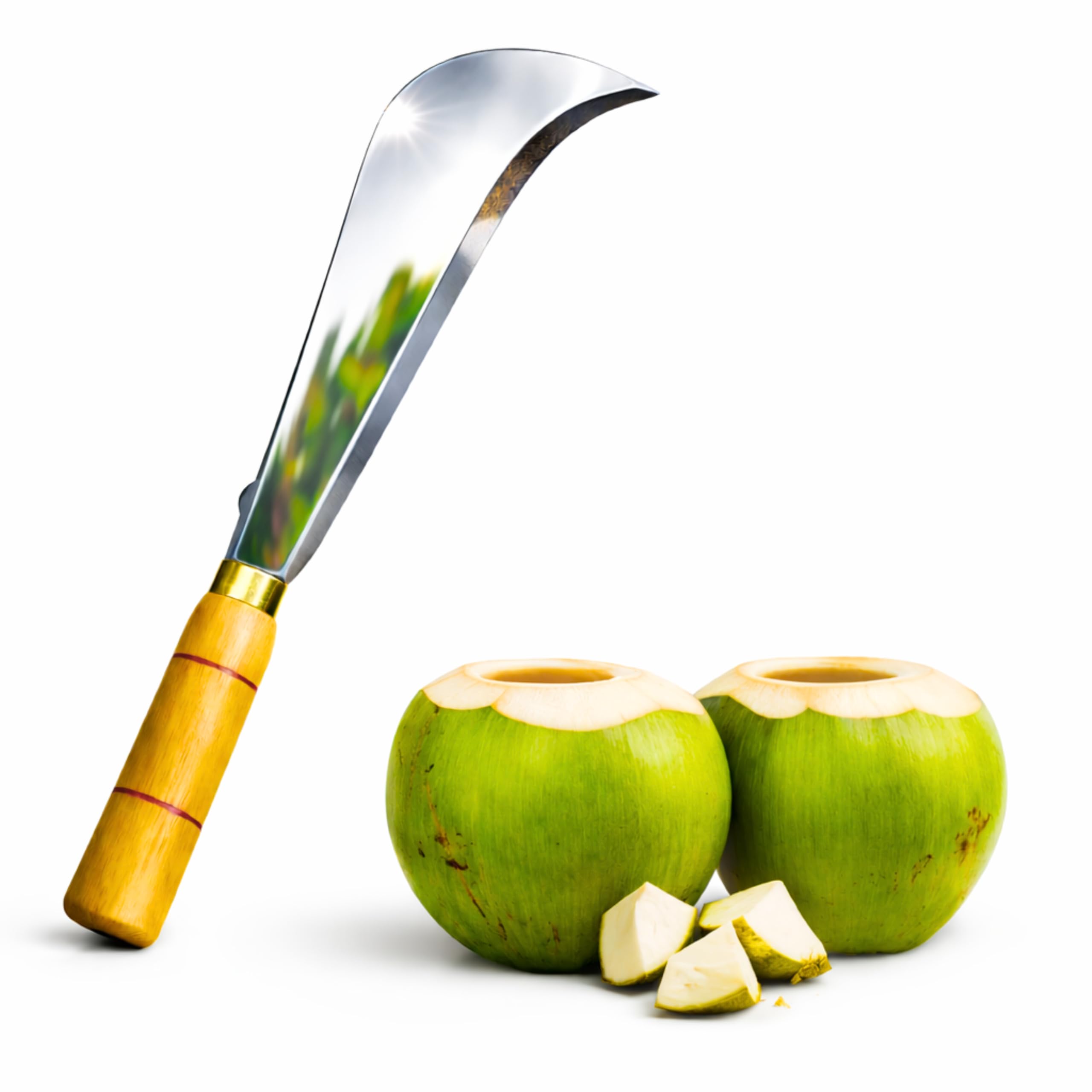 ROBUX Handmade Suspension Billhook Knife | Traditional Agricultural Tool | High Carbon Steel Curved Blade with Wooden Handle | Coconut Cutter & Multipurpose Garden Tool-image-9