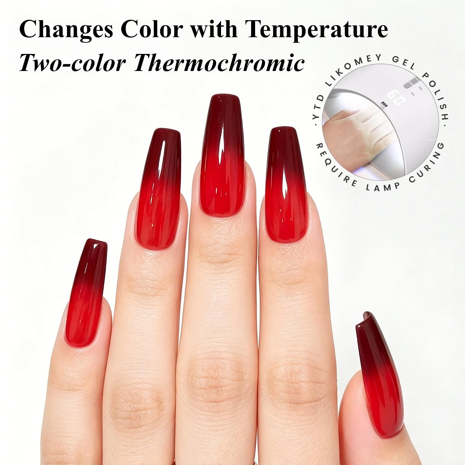 YTD Likomey Color Changing Gel Nail Polish 6 Colors with Base and Top Coat Kit,Summer Mood Temperature Change Colors Red Green Blue Ombre Thermal Manicure UV Color Gel Set,8 Pcs 7.5 ml