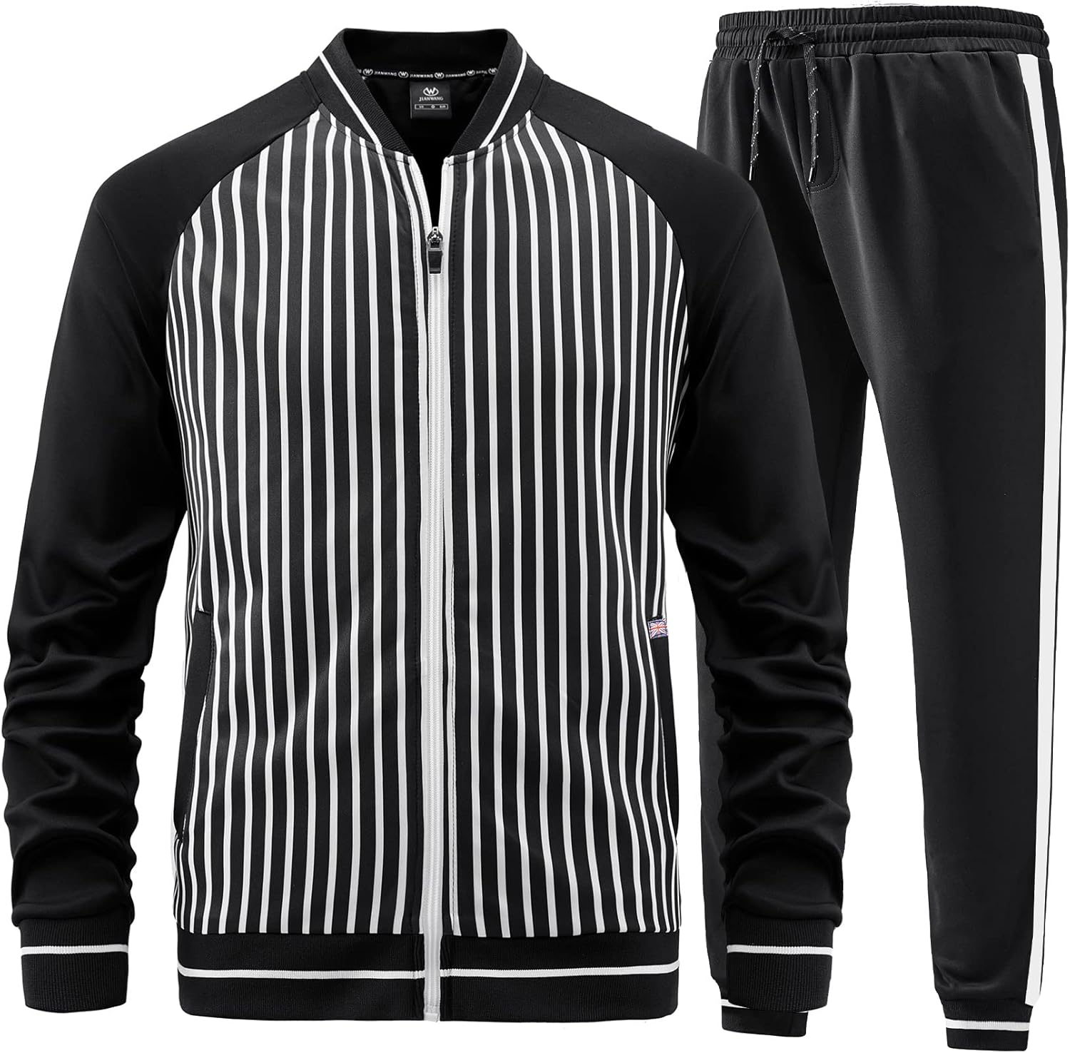 W JIANWANG Men's Casual Tracksuits Long Sleeve Jogging Suits Sweatsuit Sets Track Jackets and Pants 2 Piece Outfit - Image 2