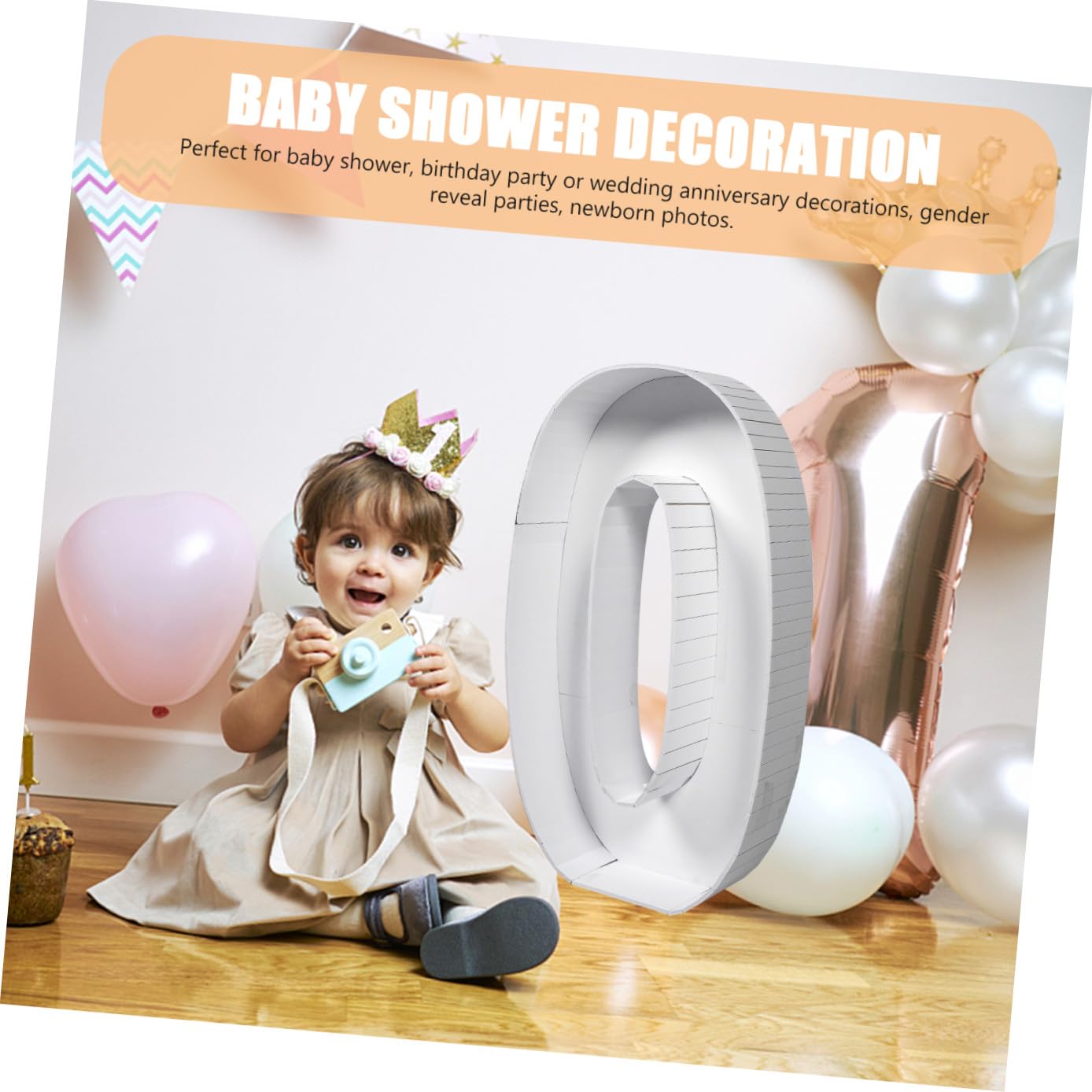 ibasenice Support de Chiffres en Ballon Réutilisable Forme 0 en Ps Blanc pour Décoration Facile de Fête Anniversaire Garçon et Filles et Baby Shower
