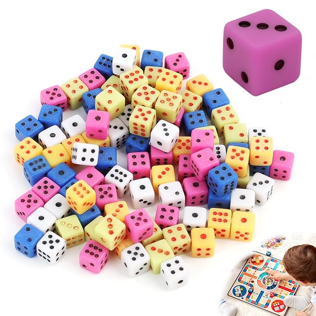 Set de 100 Mini Dados D6 de 5mm, Dados Cuadrados Surtidos para Juegos de Mesa, Actividades Educativas…